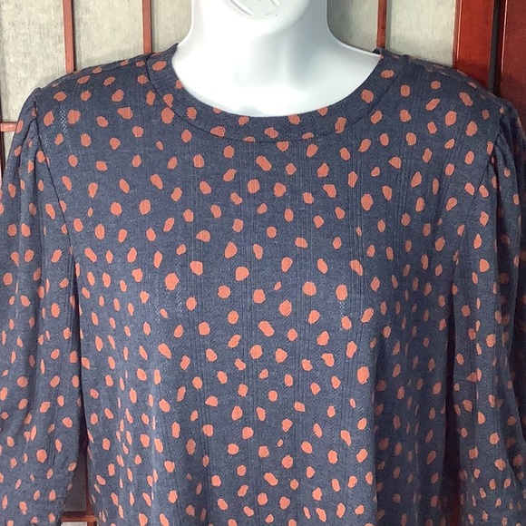 Lucky Brand Tops - Lucky Brand Pullover Top Half Sleeve Blue & Rust Ultra Soft Ribbed Knit Blouse